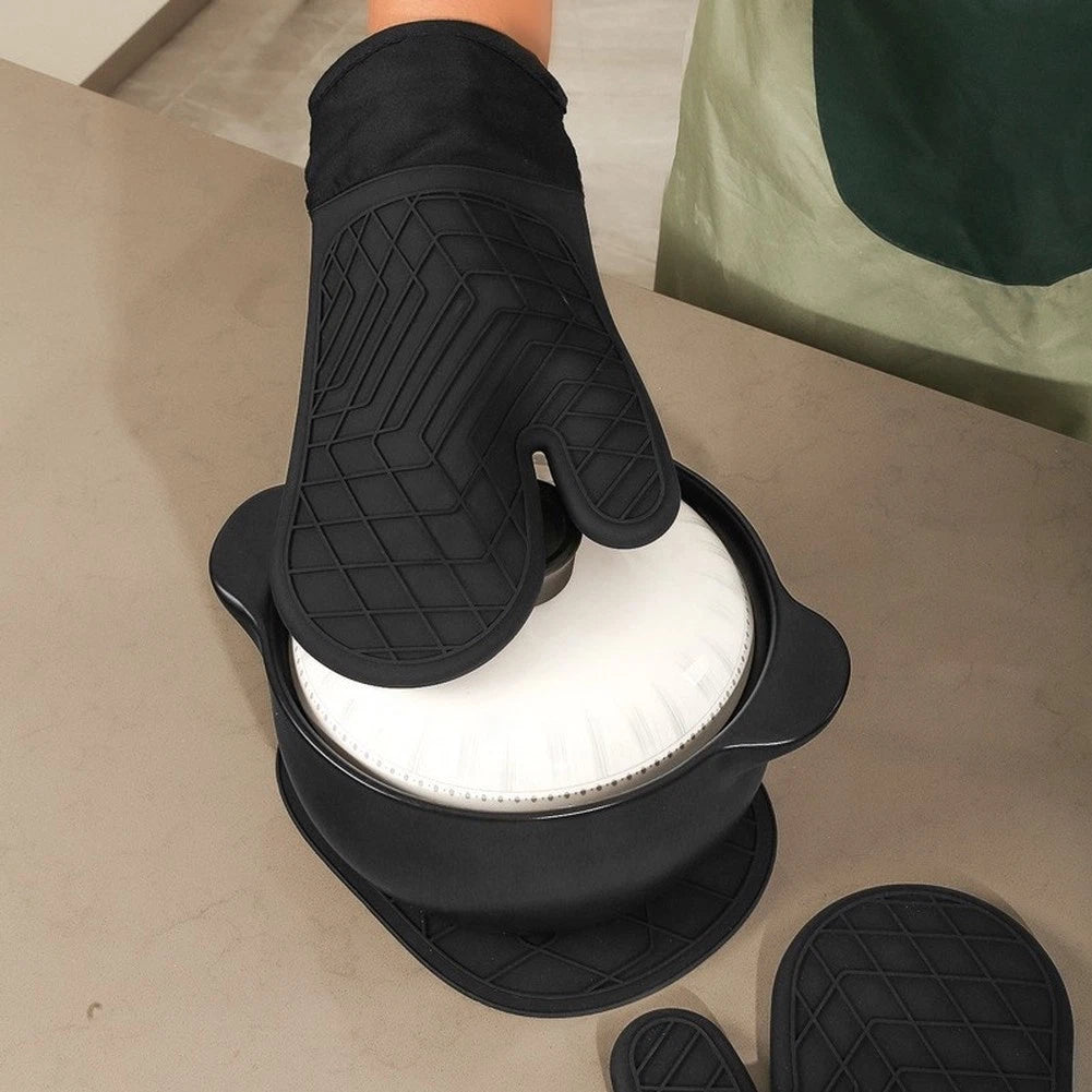 Heat Proof Silicone Oven Gloves for Cooking (33.5x18.5x2cm)