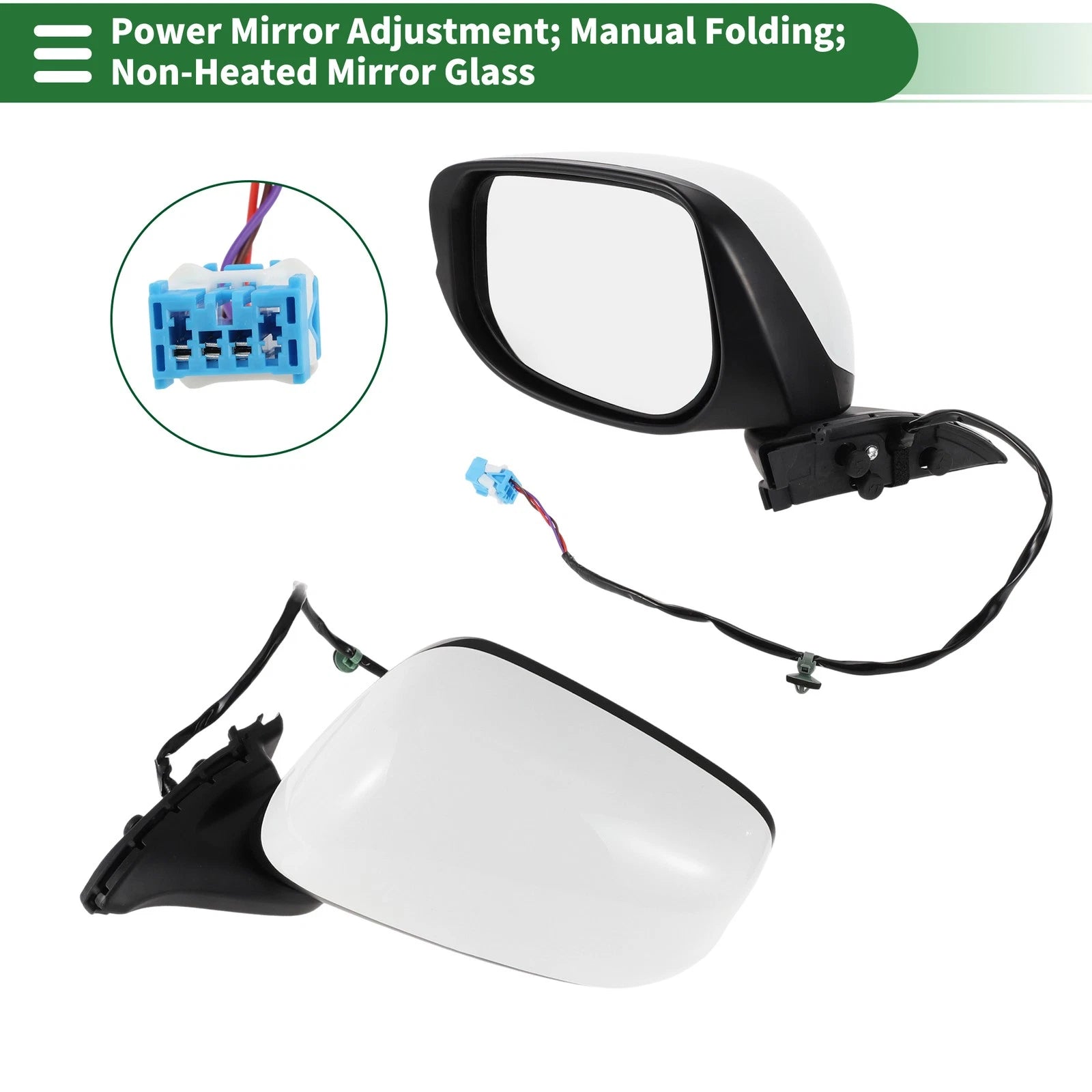 Left Side Door Mirror for Honda Fit (2009–2014) Manual Folding White