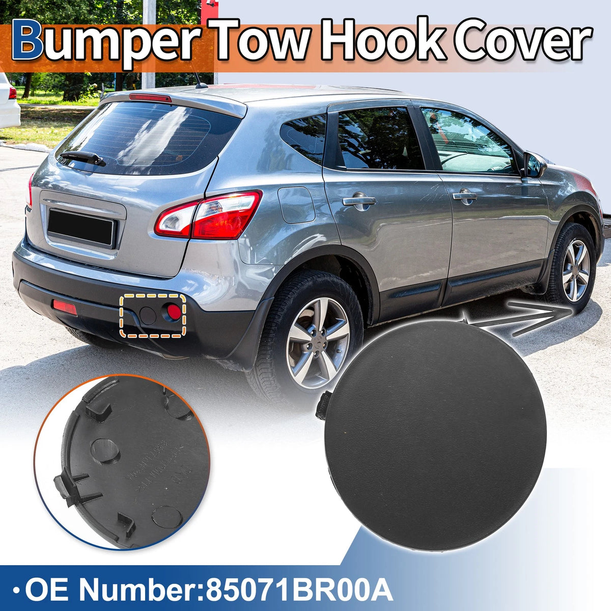 Rear Tow Hook Cover for Nissan Qashqai J10 (2006–2013) No.85071BR00A Unpainted