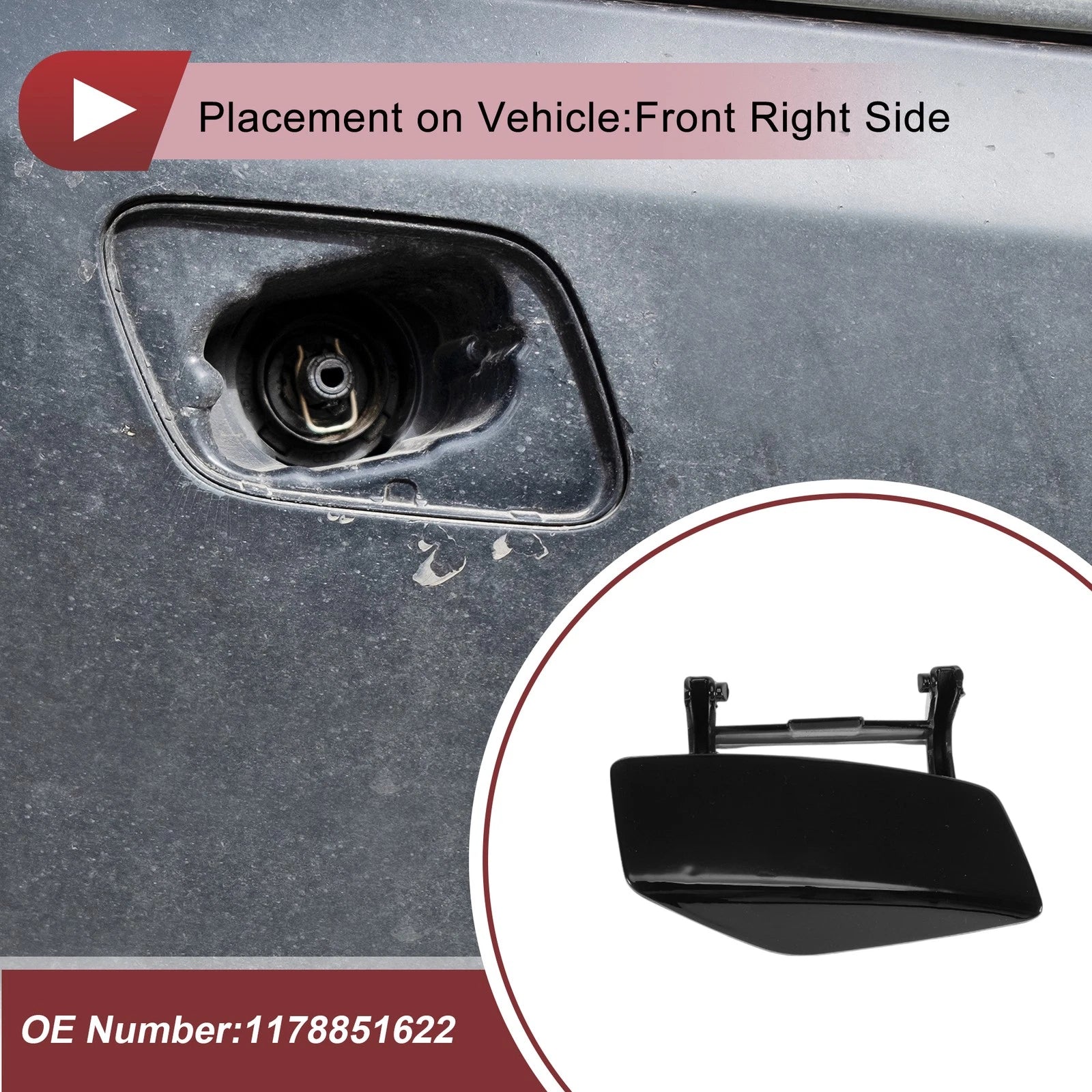 Front Right Bumper Trim Nozzle Cover Replacement for Mercedes-Benz CLA250 (2019–2021)
