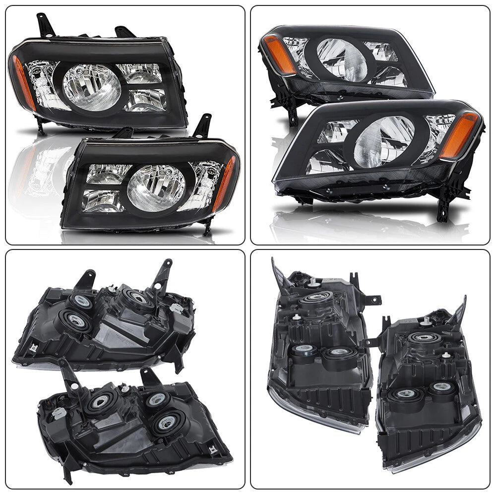 Pair Black Headlights for Honda Pilot (2009–2011) - Driver & Passenger Side