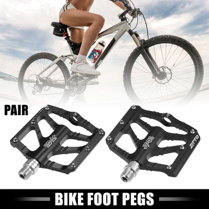 Rear Foot Peg Pedal Pair Aluminum Alloy for MTB Bike 9/16 Axle (Black)