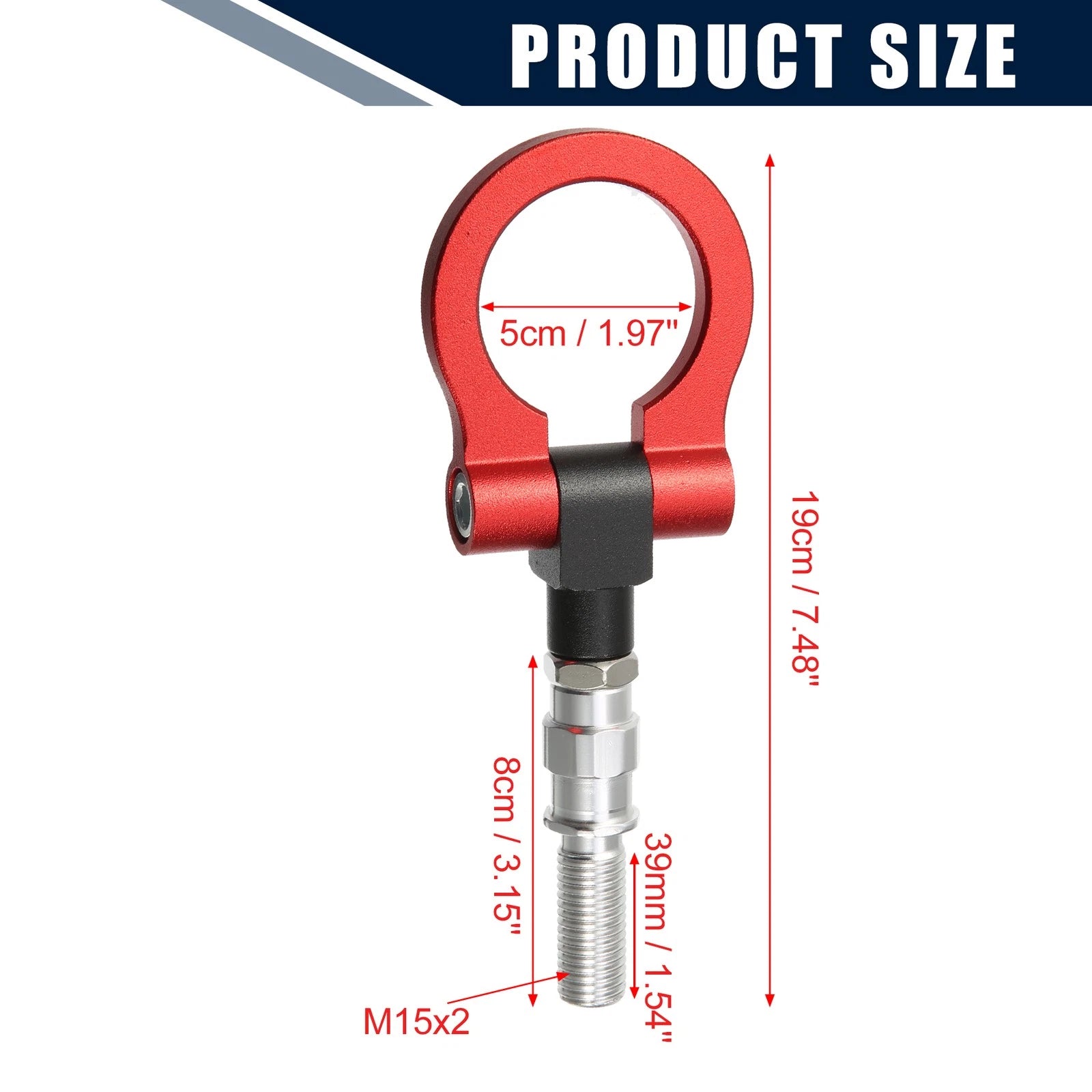 Red Rear Tow Hook Trailer Ring Eye Screw for Mazda 3 (2004–2009)