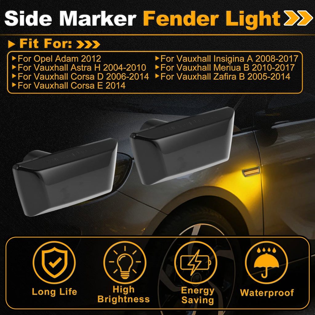 Dynamic Amber LED Side Marker Fender Light for Opel Adam (2012) 1 Pair
