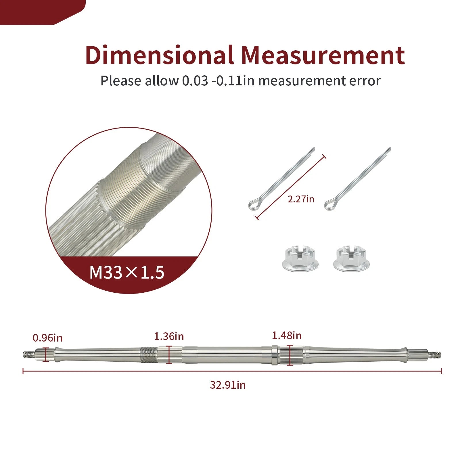 Rear Axle Shaft for Yamaha Blaster YFS200 (1988–2002) W/ Nut