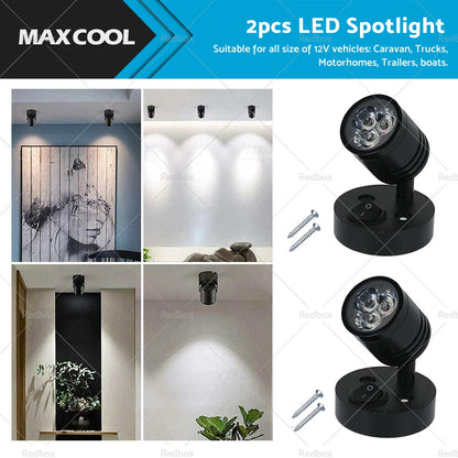 2 Pack LED Interior Spot Reading Light for Caravan Camper