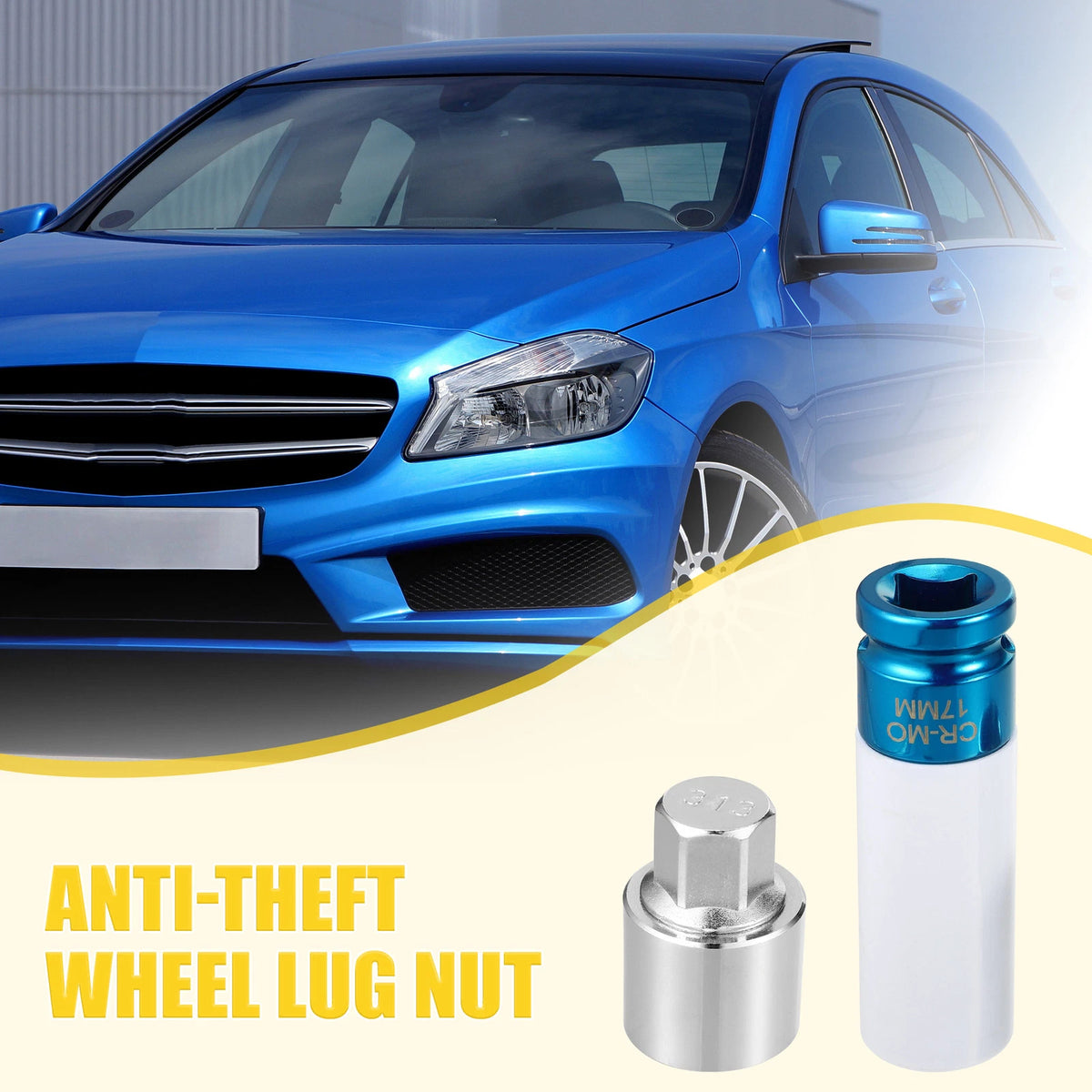 Set of 4 Wheel Lock Lug Nuts with Protector Socket for Mercedes Benz