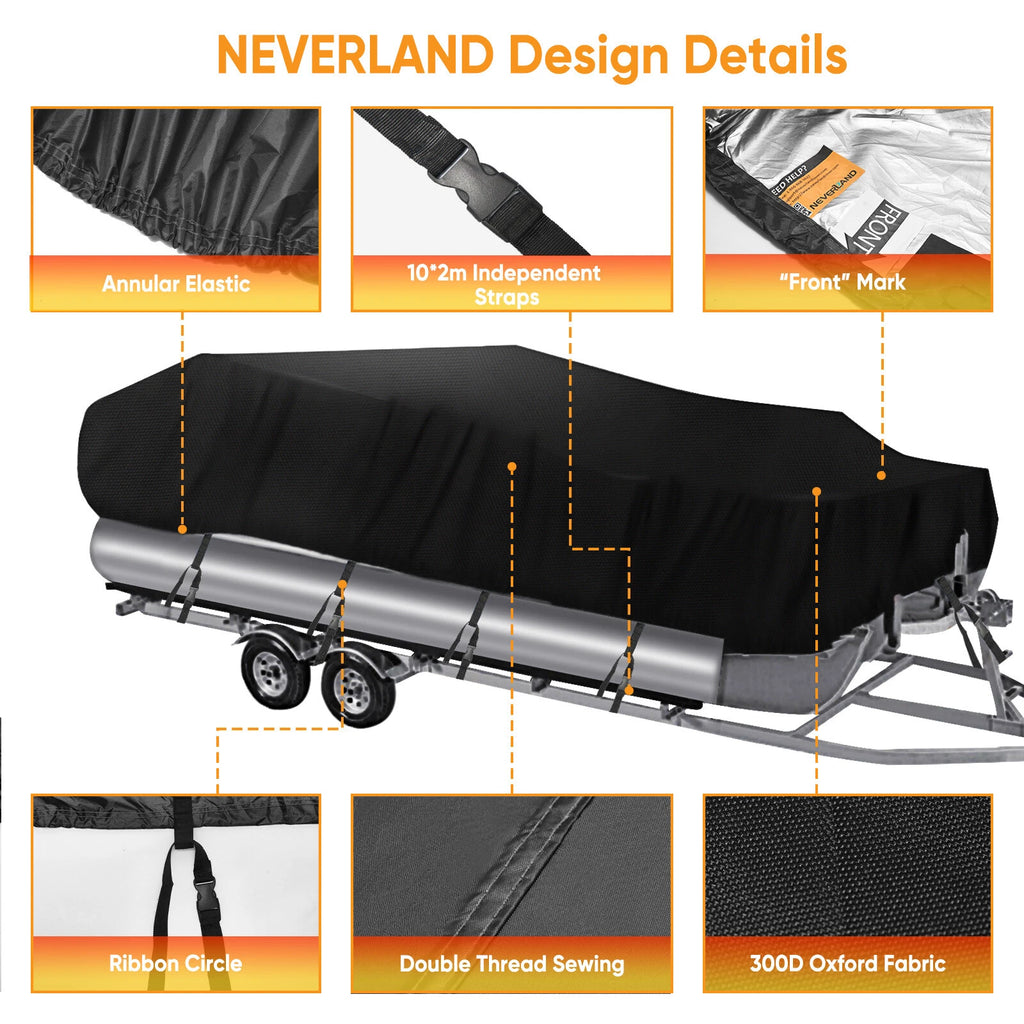 Waterproof Boat Cover for V-Hull Runabouts (Universal Fit)