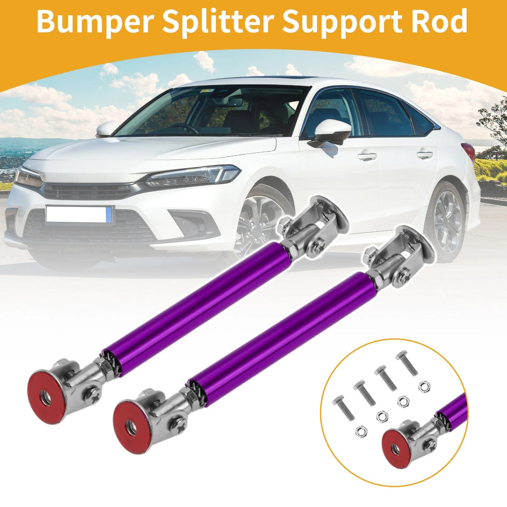 2X Adjustable Front Bumper Lip Splitter Strut for Universal Vehicles (No Drilling)