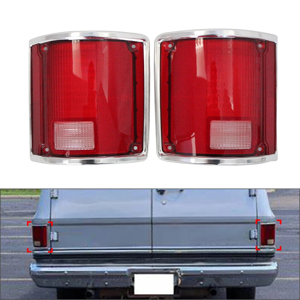 2X Tail Light Lens with Chrome Bezel for Chevrolet C10 C20 C30, GMC C15 C25 (1960–1987)