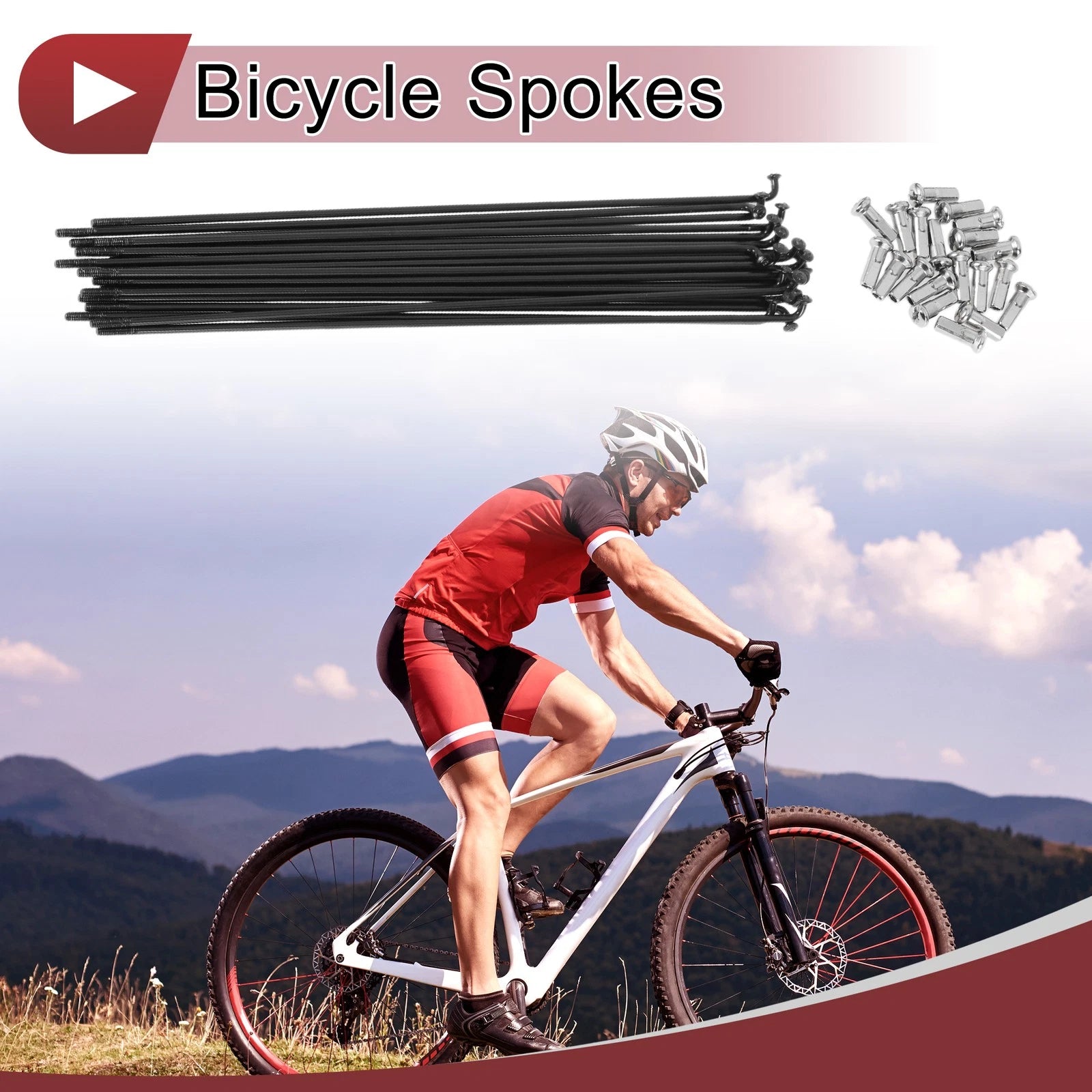 Bicycle Wheel Spokes 191mm 304 Stainless Steel Black for 20 Set