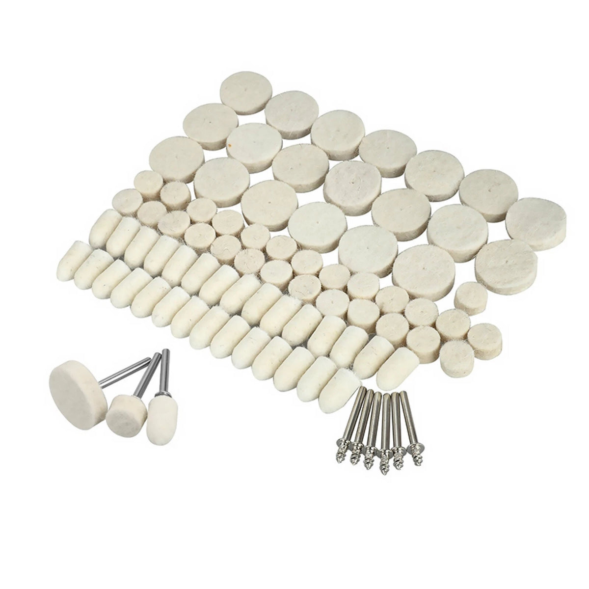 Set of 4 Felt Pad Wheels with Mandrel for Polishing