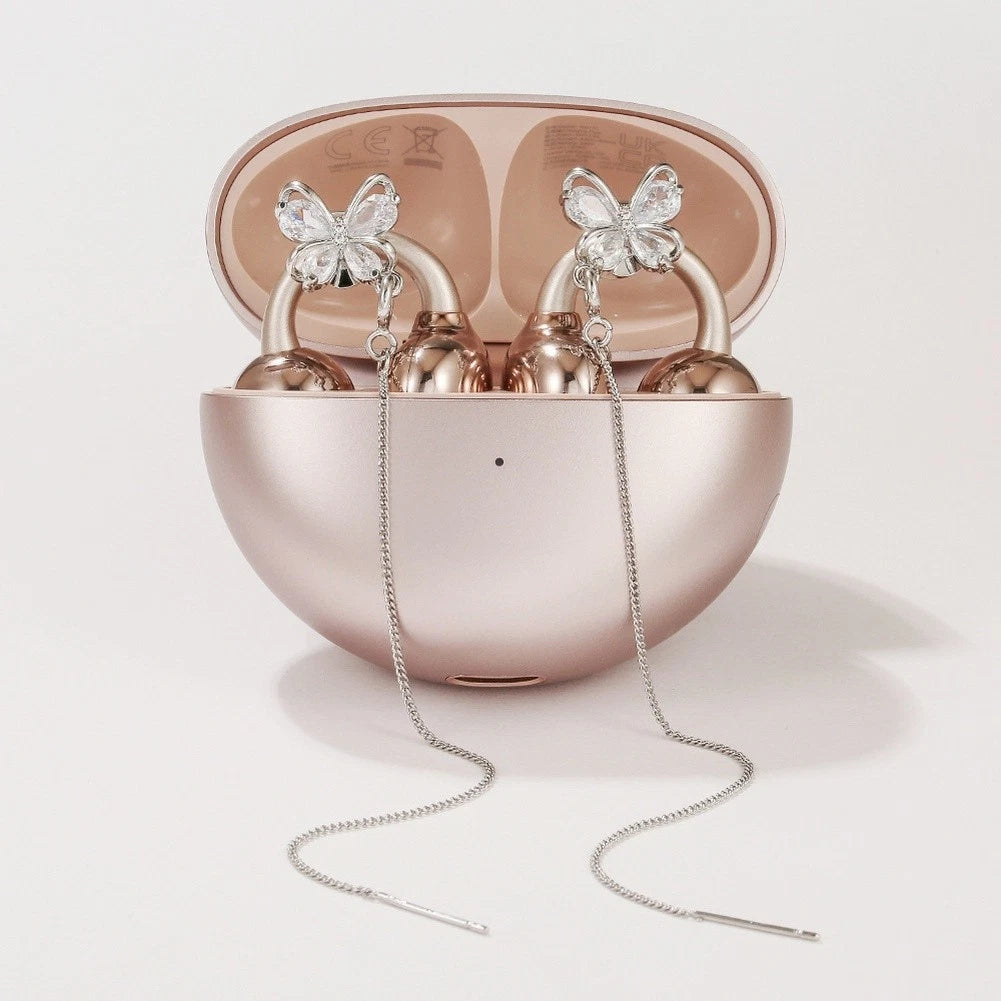 Drop Ear Cuff Light Charm for Open-Ear Earphones (Floral Bowknot Design)
