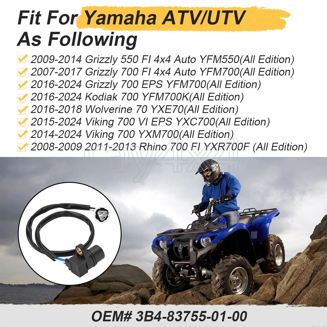 Speed Sensor for Yamaha Kodiak 700 YFM700K (2014–2020)