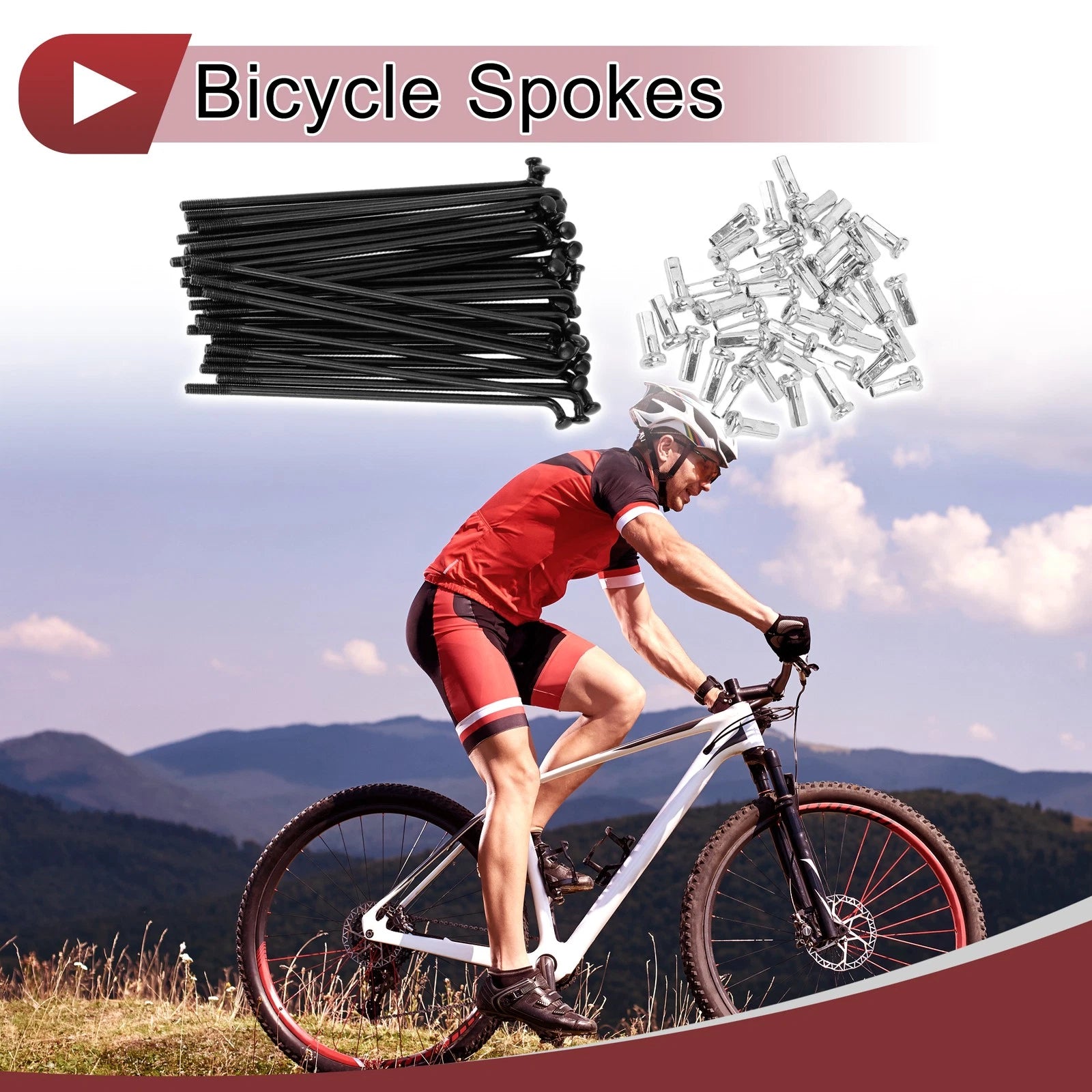 Bicycle Wheel Spoke Set 14G 76 mm Carbon Steel Black for Universal Use