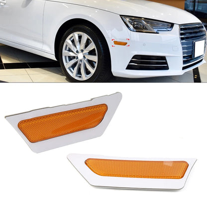 1 Pair Front Bumper Reflector Side Marker Light Yellow for Audi A4 B9 (2017–2019) 8W0945071, 8W0945072