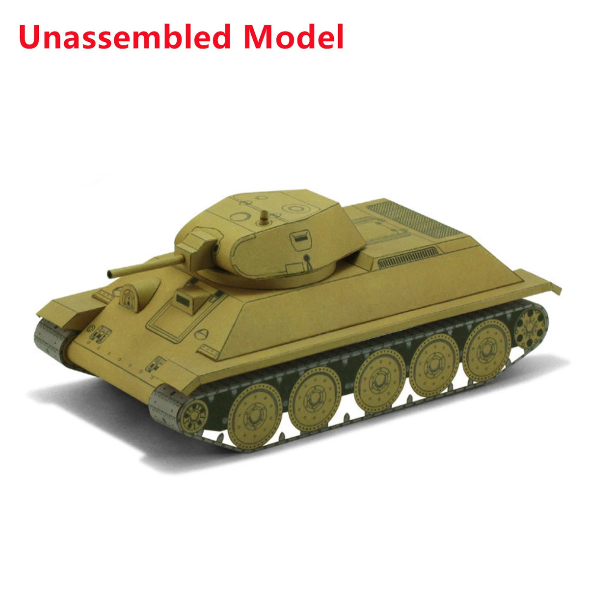 T-34 Medium Tank Paper Model 1:50 Unassembled DIY Model