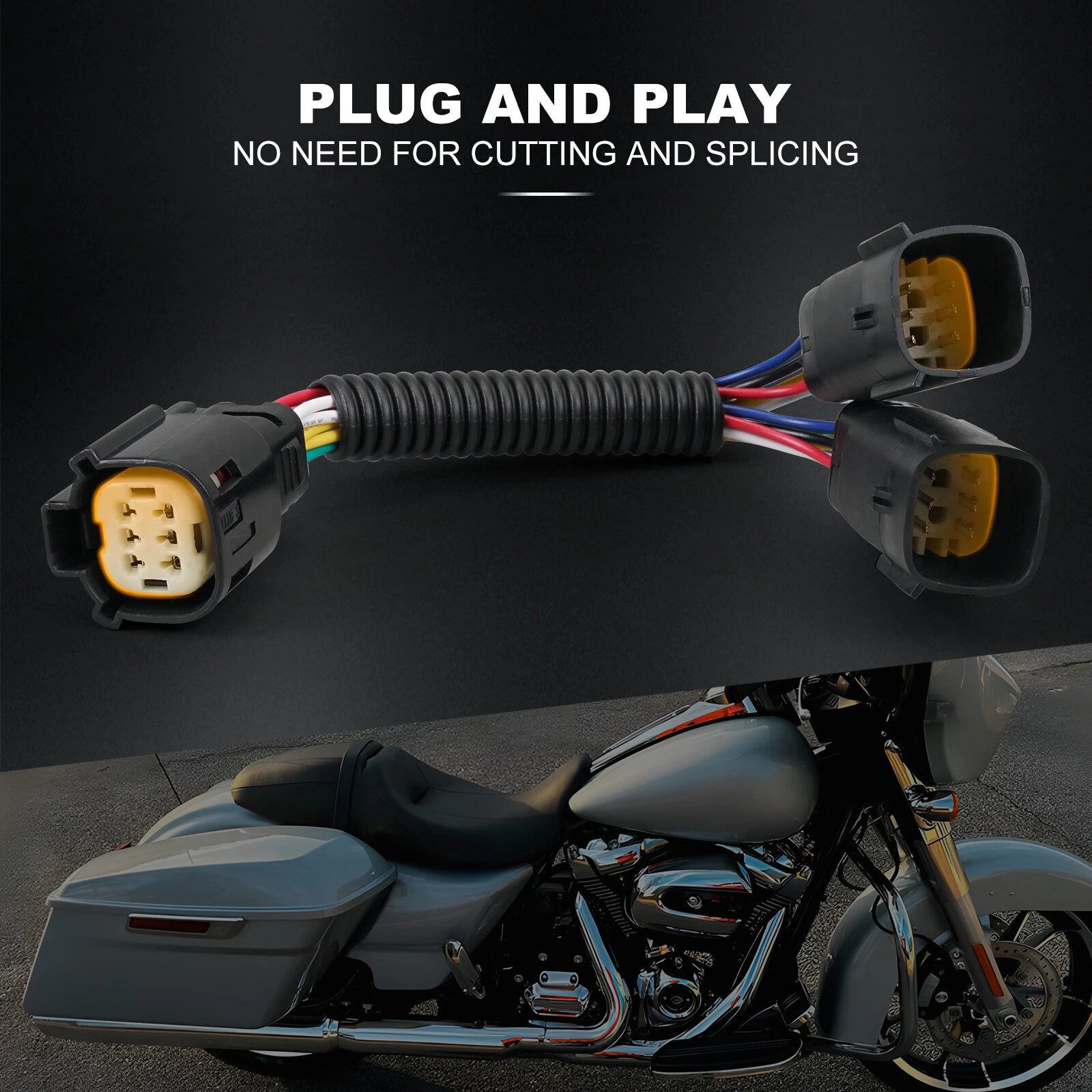 Y-Splitter Extension Light Cable for Harley Touring Models (FLHX, FLTRX)