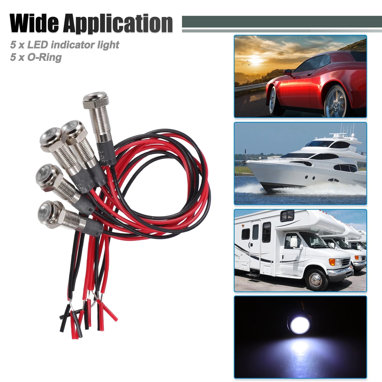 5 Pcs 6mm DC Car Interior LED Indicator Signal Lamp (3V–9V)