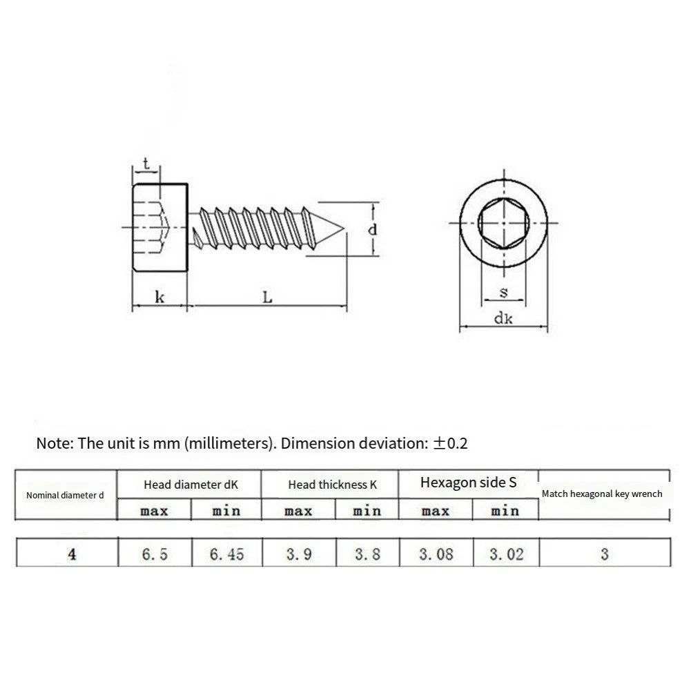 32pcs 25mm Hex Cap Head Self Tapping Screws Carbon Steel (Tools)