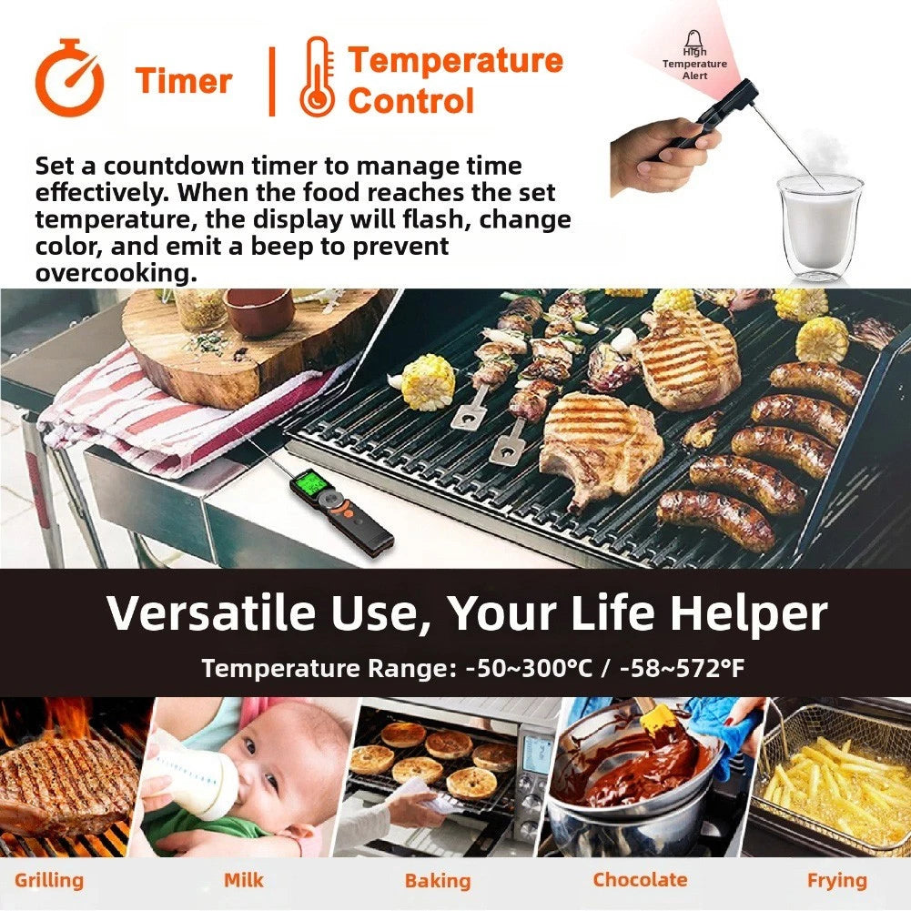 Wireless Thermometer with Foldable Probe for Kitchen and Grill