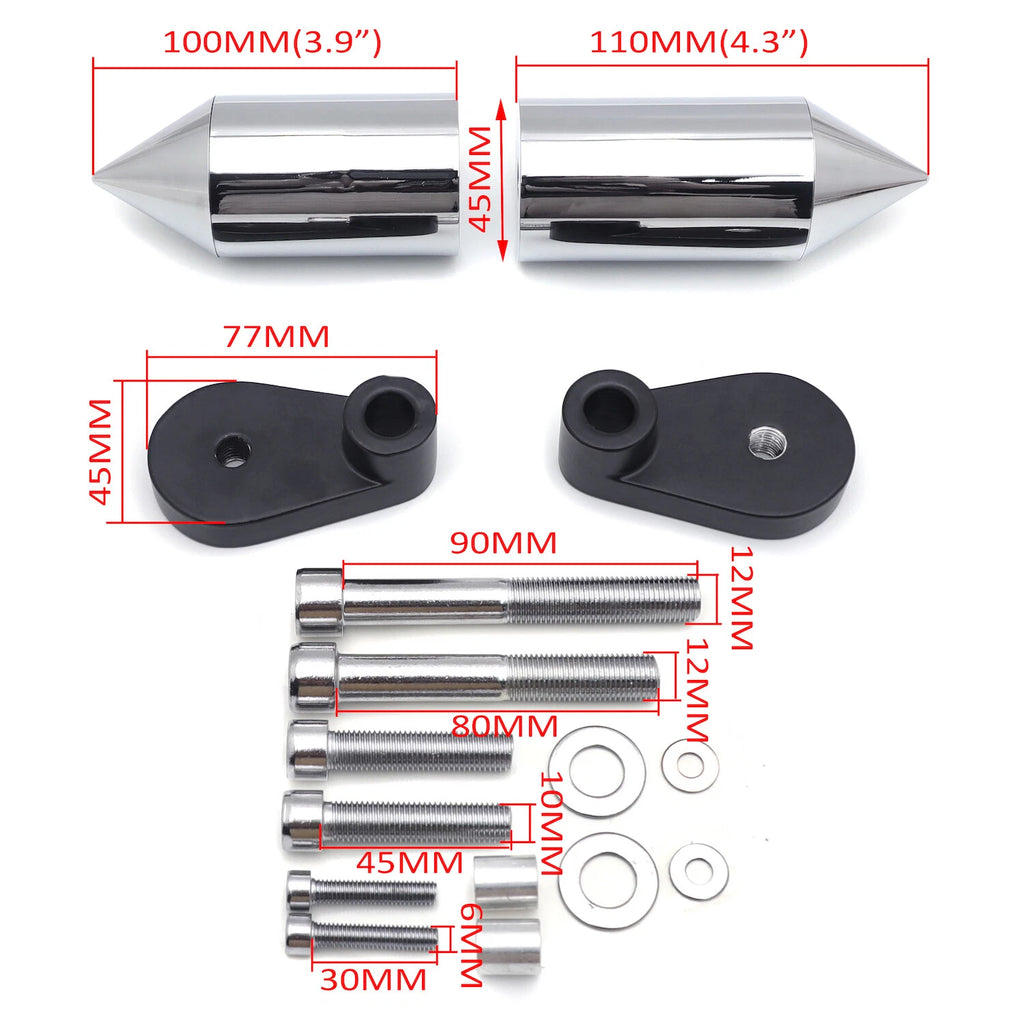 Chrome Spike Frame Slider for Honda CBR1000RR (2006–2016)