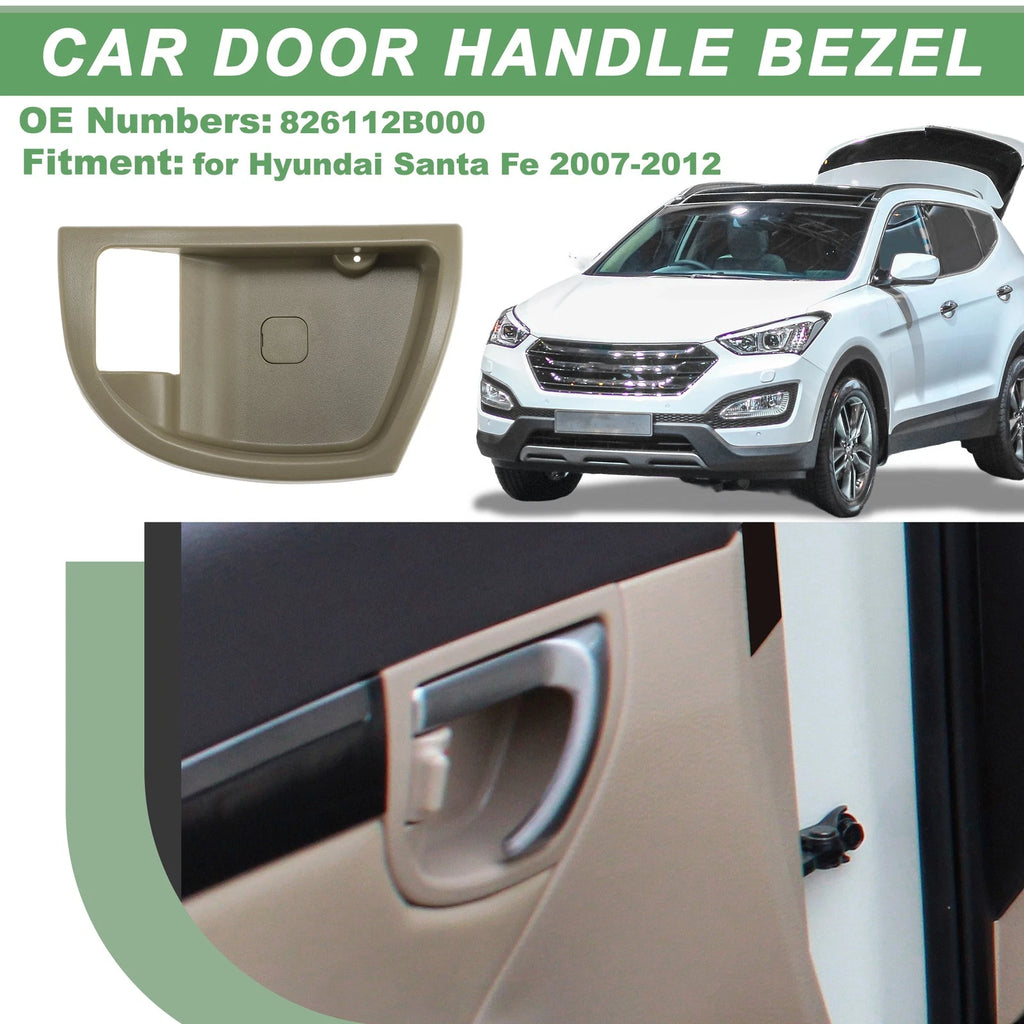 Front Left Interior Door Handle Trim Bezel Replacement for Hyundai Santa Fe (2007–2012) Beige