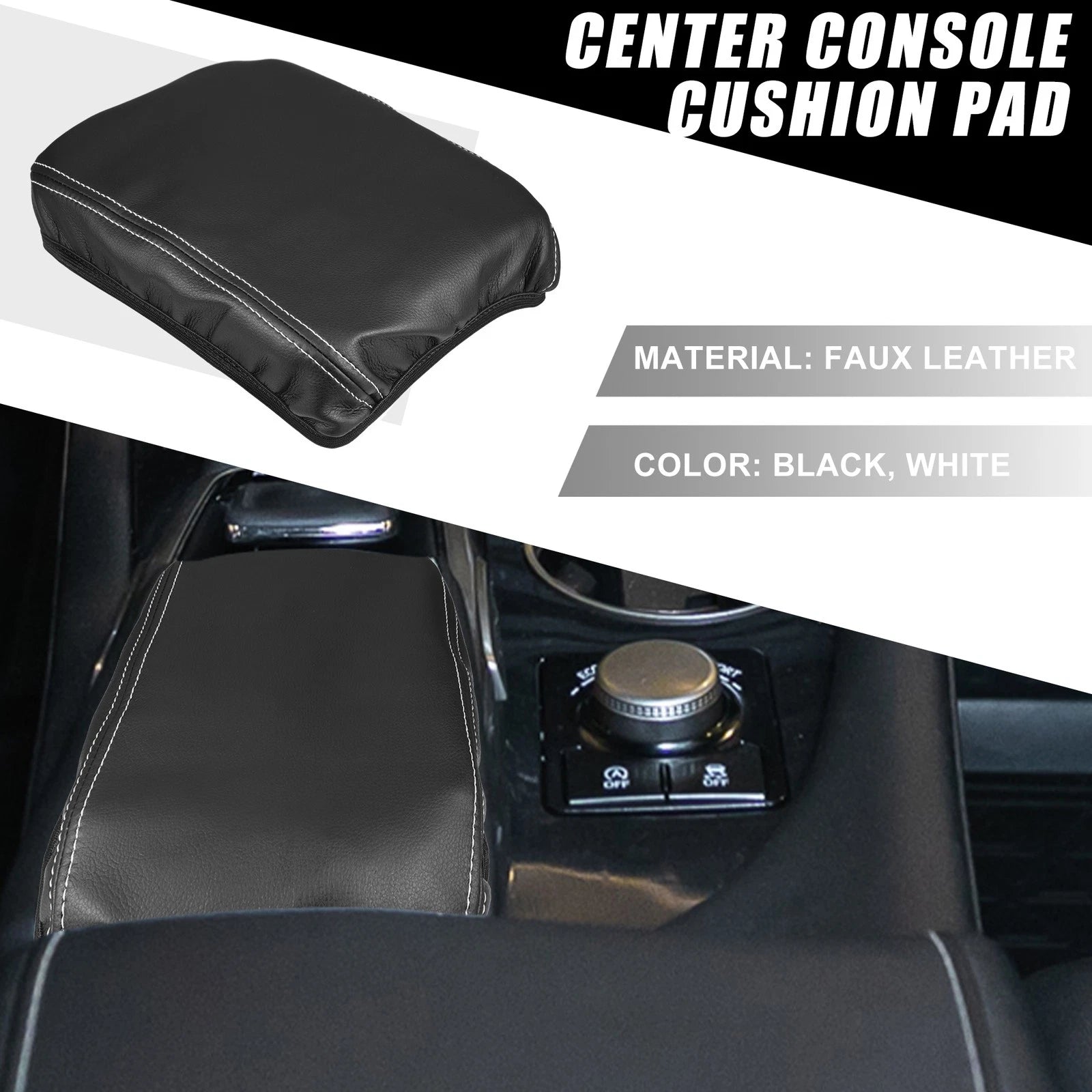 Center Console Armrest Cover for Lexus RX350 (2015–2022) Black White Stitches