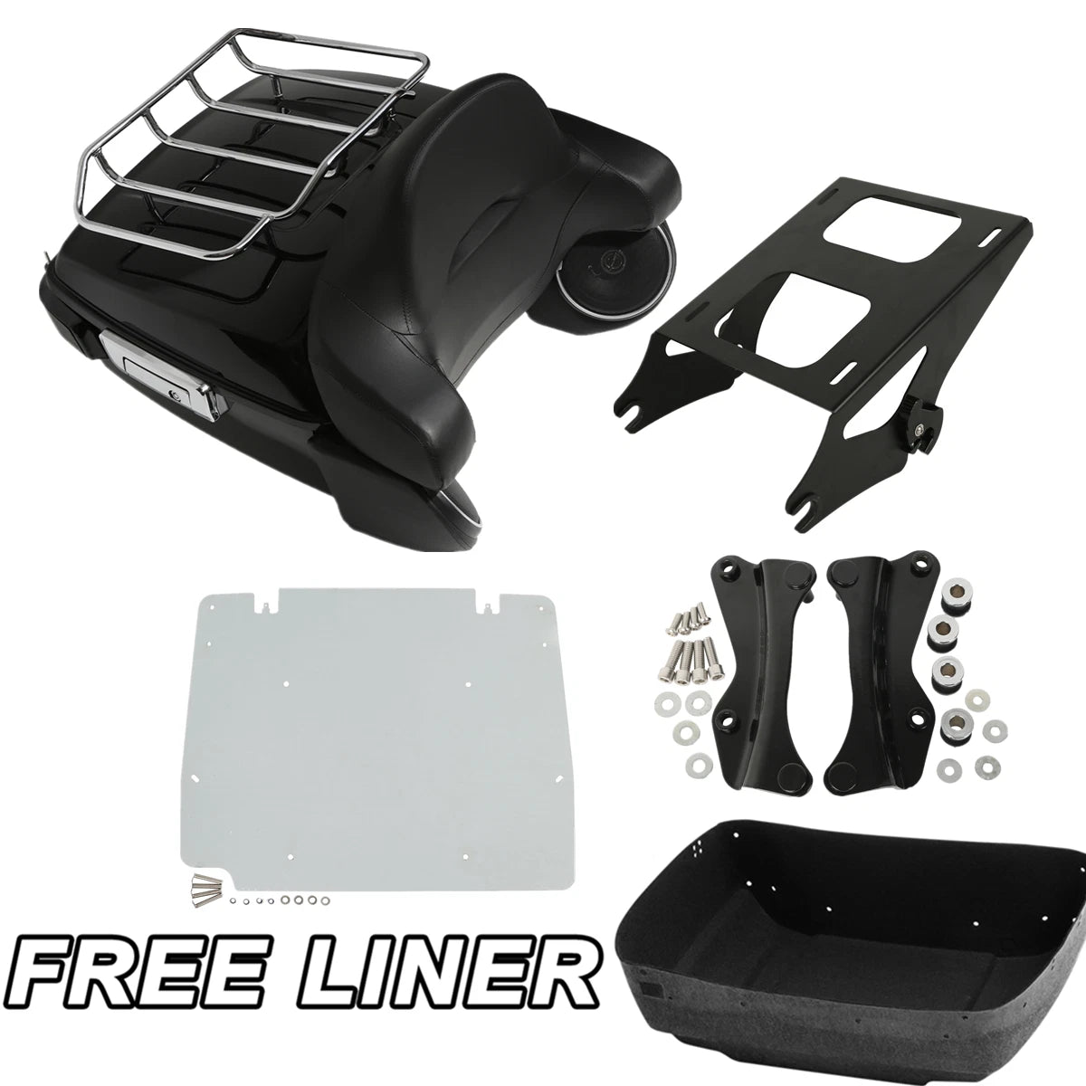 Trunk Pad Tail Light Speakers Mount Rack Plate for Harley Touring (2014–2025)
