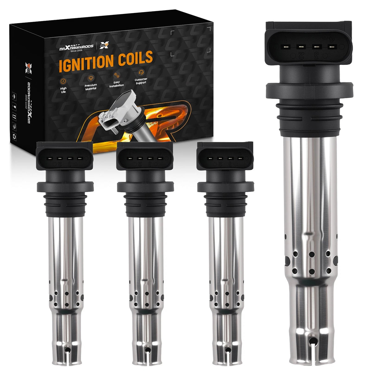Set of 4 Electronic Ignition Coils for VW Caddy Golf Audi Seat (2002–2015)