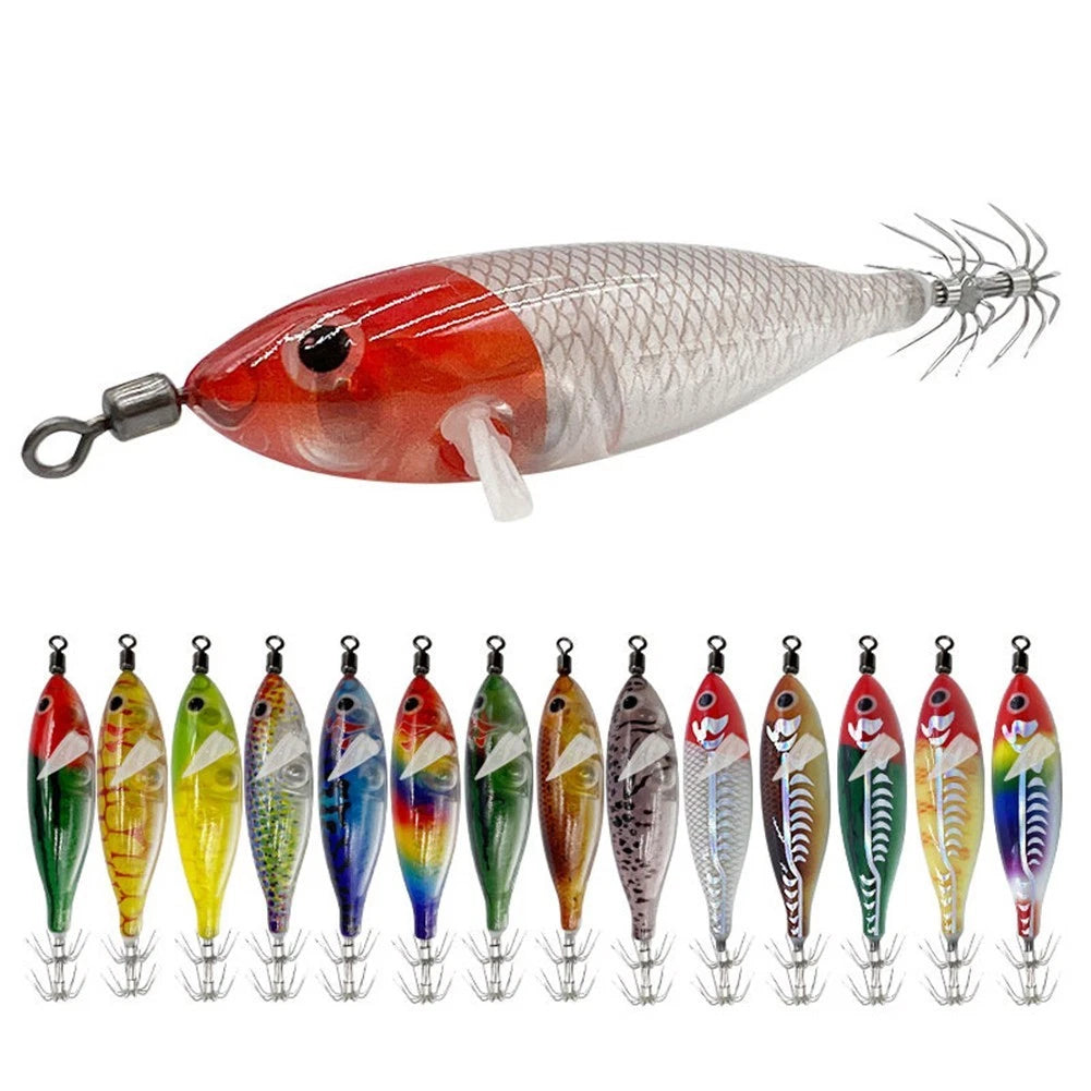 5 Glow Squid Jig Lure for Night Fishing - Realistic Shrimp Design