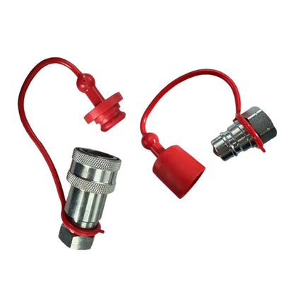 Set of 2 ISO5675 Hydraulic Quick Couplers with Dust Cap for Tractor Applications