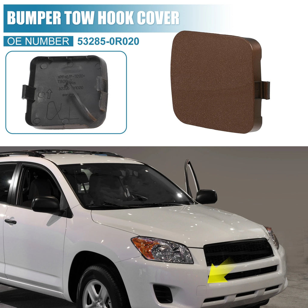 Pair Front Tow Hook Cap Replacement for Toyota RAV4 (2009–2012) Dark Brown