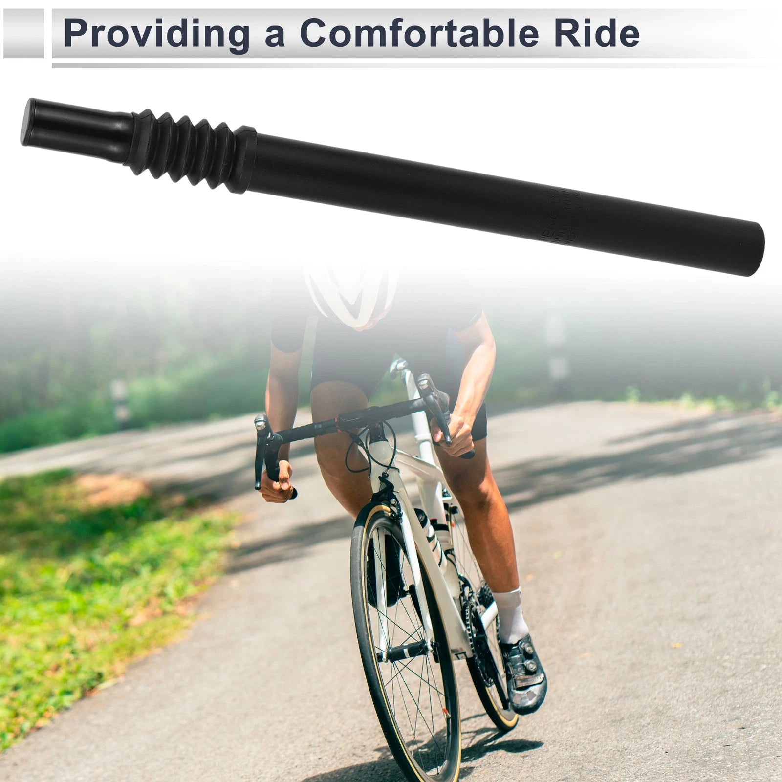 Seat Post 27.2x350mm Replacement Shock Absorbing Bike Saddle for Black Alloy
