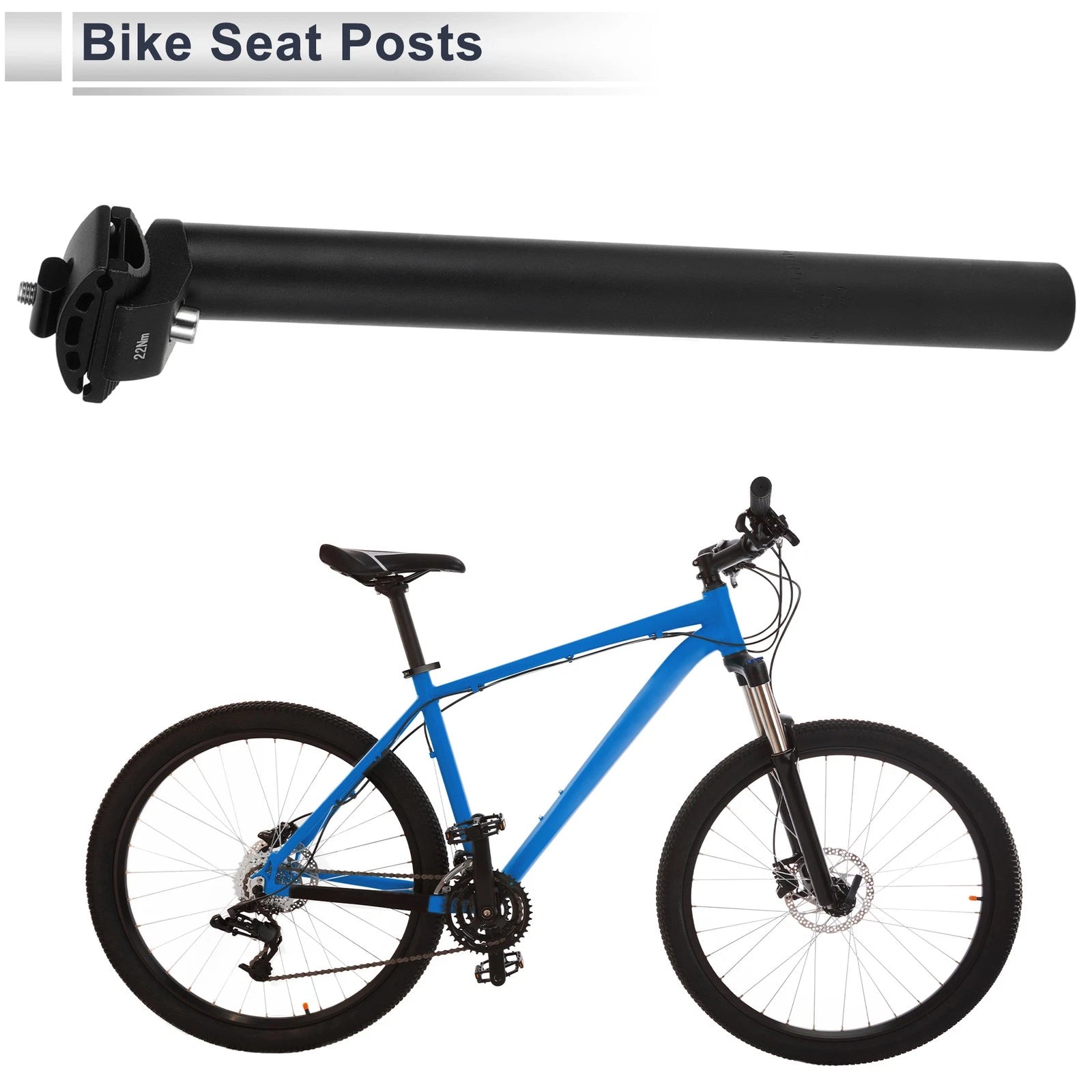 Bike Seat Posts 30.9x350mm Extra Long Adjustable Angle for Universal Fit