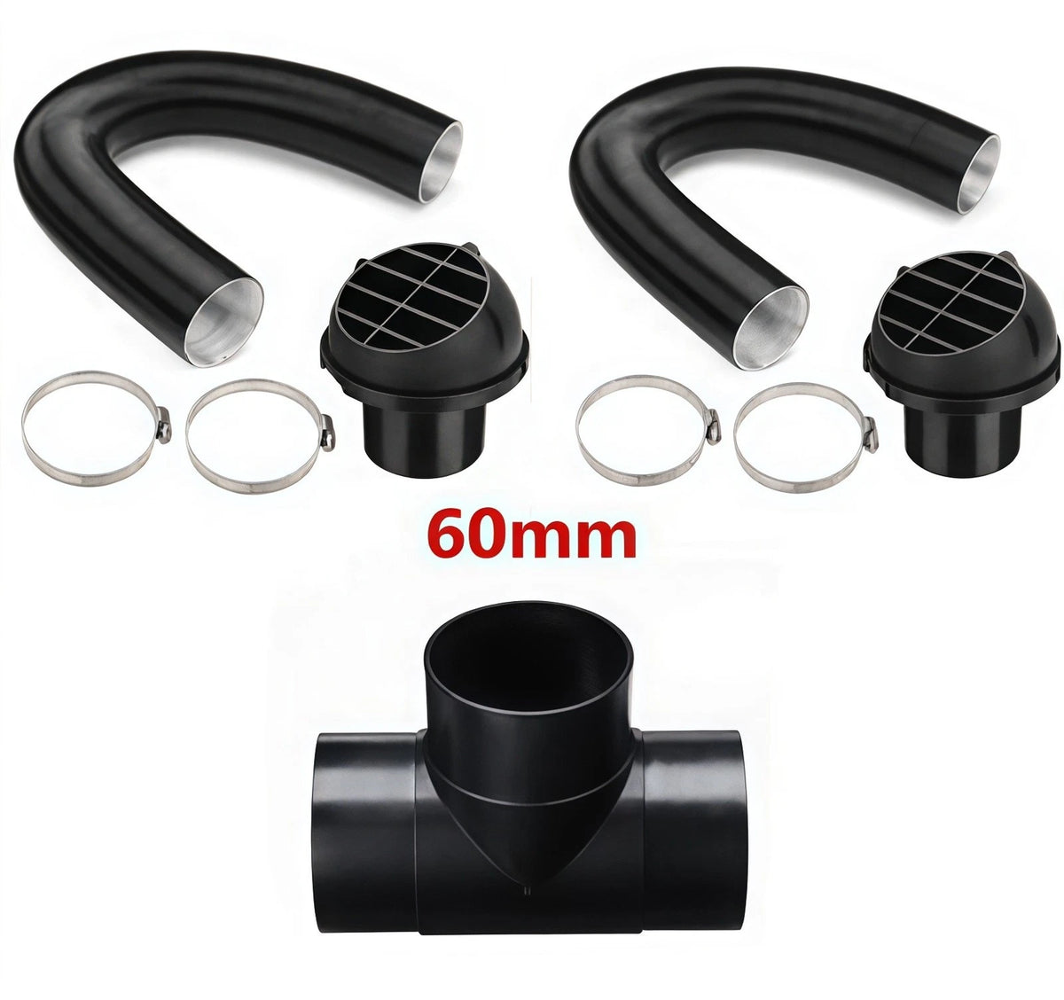 Rotatable Parking Heater Vent Dual Air Ducts Flexible Tubing Tee Connectors