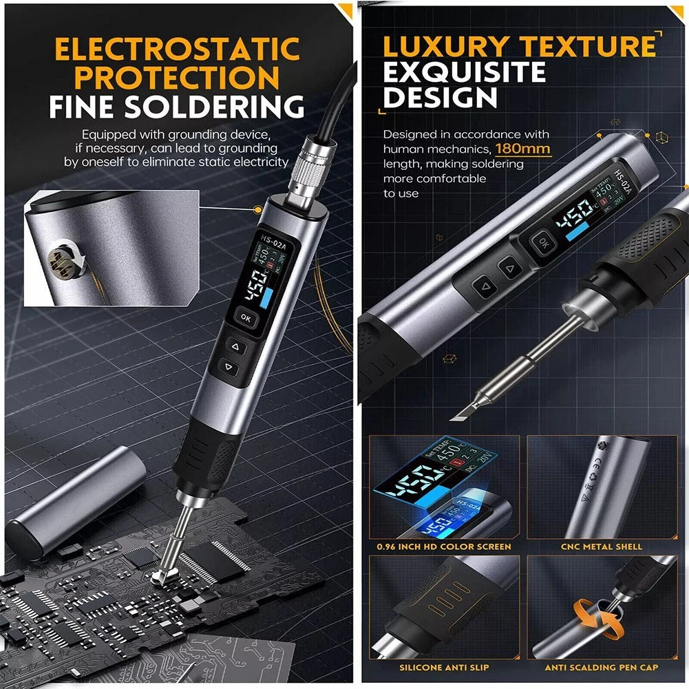 100W High Power Soldering Iron with Adaptive Power and Sleep Function