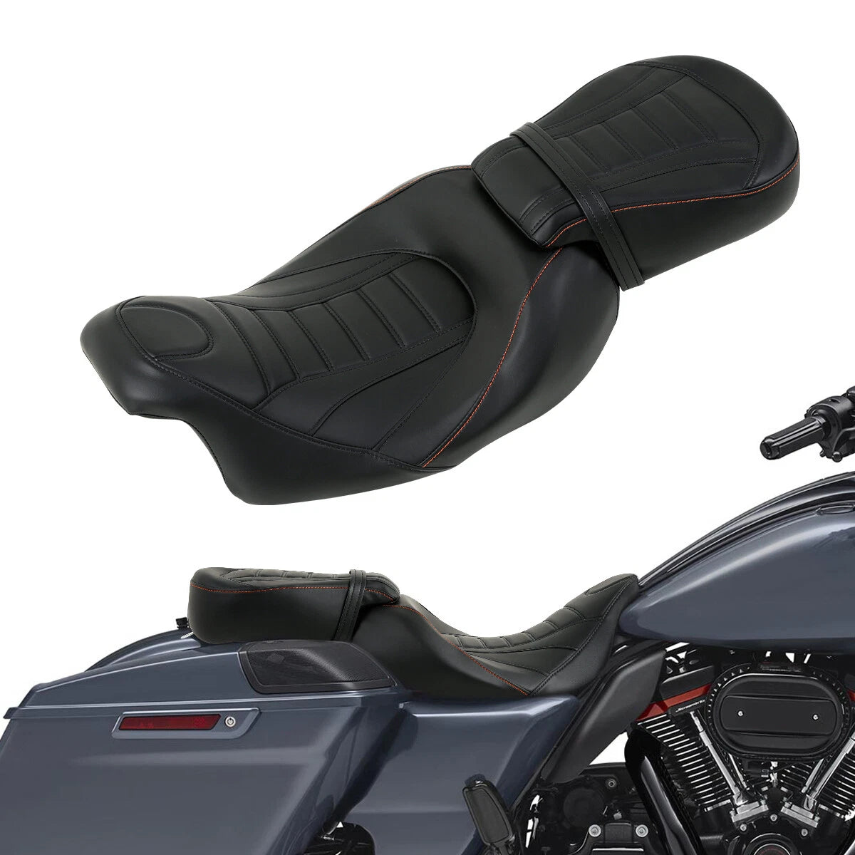 Front & Rear Seat for Harley CVO Electra Glide (2009–2023) Black
