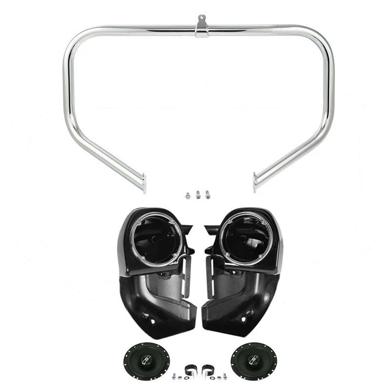 Lower Vented Fairings Speakers Engine Guard Bar for Harley Road Glide (2009–2013)