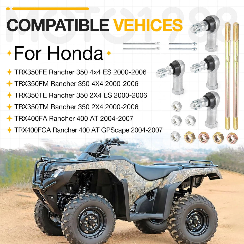 Set of 2 Tie Rod Ends for Honda Rancher 350 400 (TRX350FE/FM/TE/TM, TRX400FA/FGA)