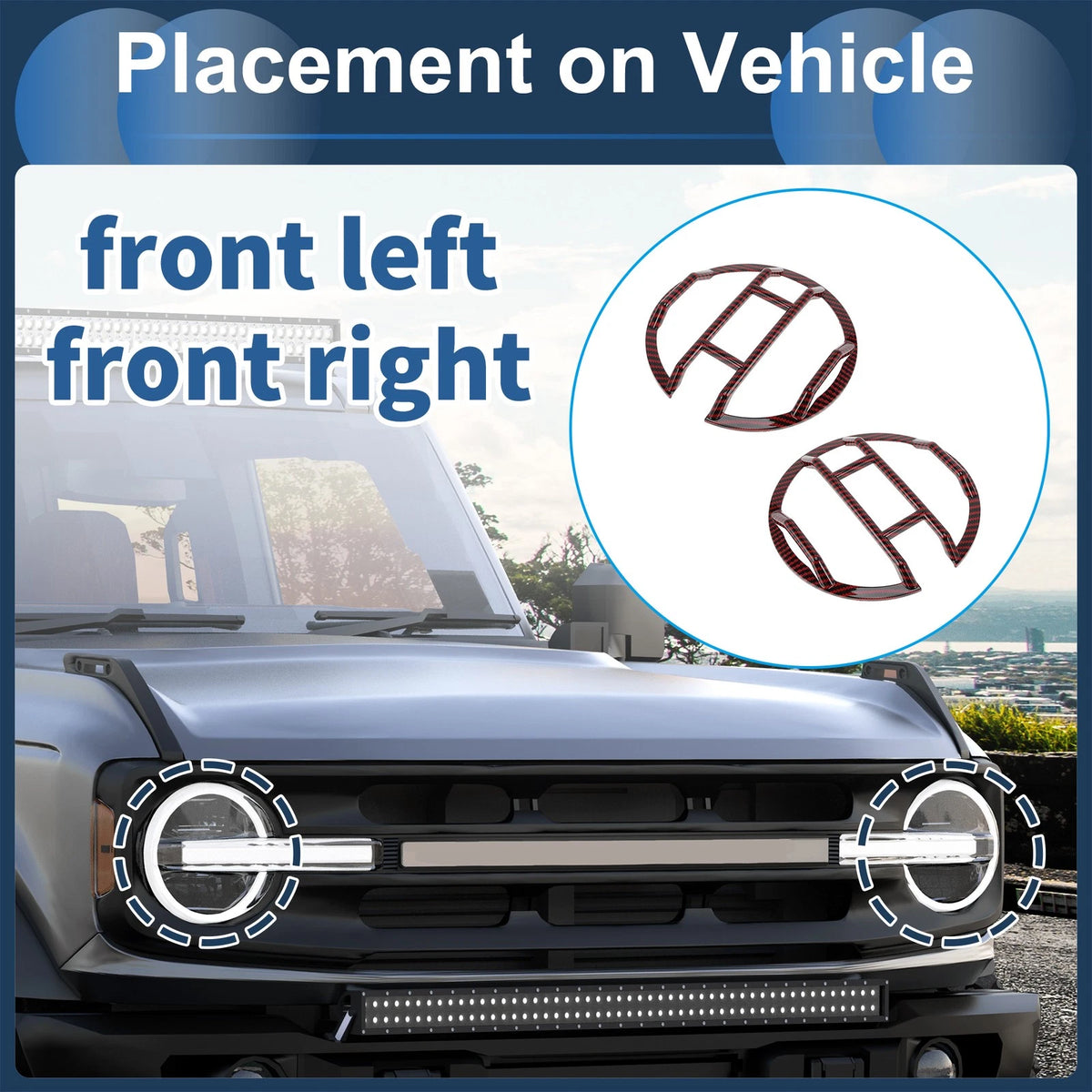Set of 2 Headlight Trim Bezels for Ford Bronco (2021–2024)