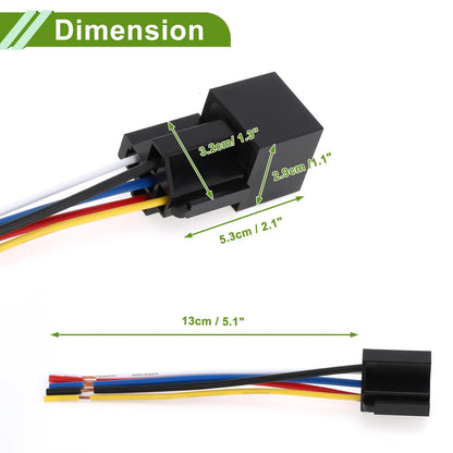 Set of 5 Auto Relay 36V 40A Waterproof for Car with Harness Sockets