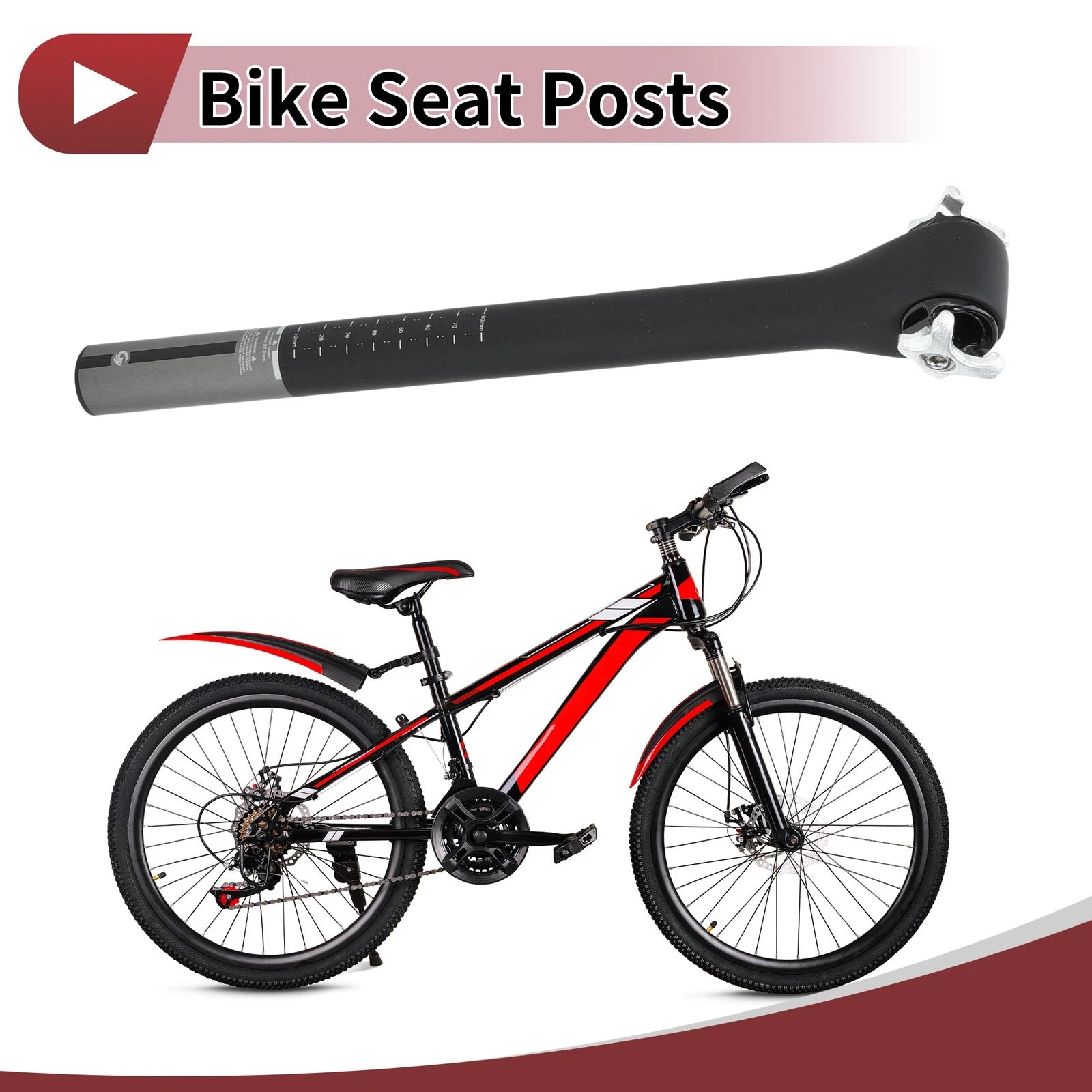 Seat Post 27.2x400mm 5 Degree Offset for Bike MTB Road (All Makes)