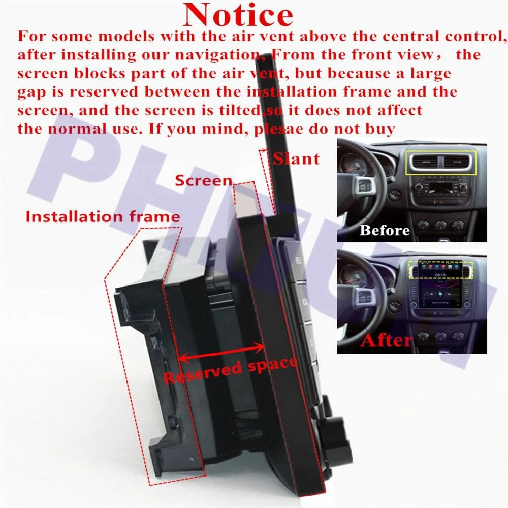 9.5" Vertical Android 10.1 Stereo Radio GPS for Dodge Ram, Caliber, Jeep Wrangler (2010–2023)