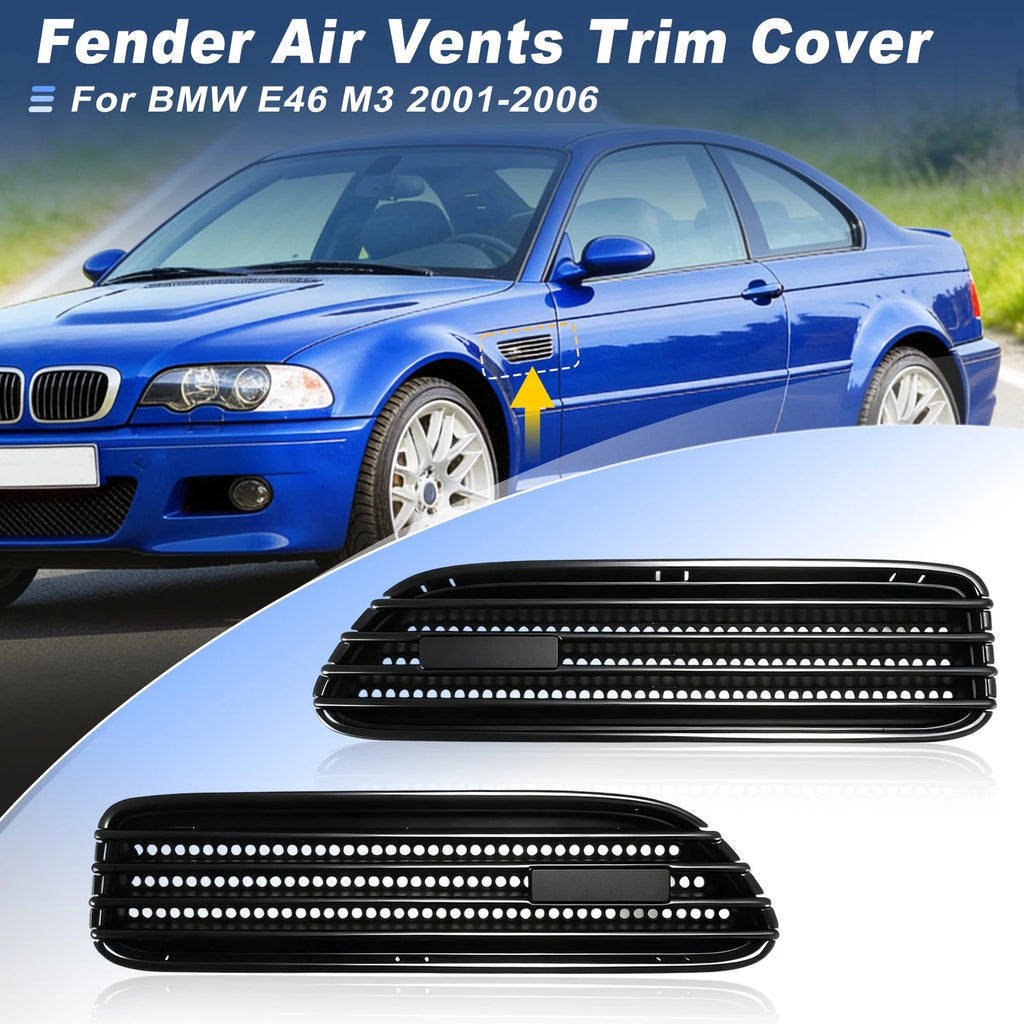Side Fender Air Vent Trim Cover Matte Black for BMW E46 M3 (2001–2006)