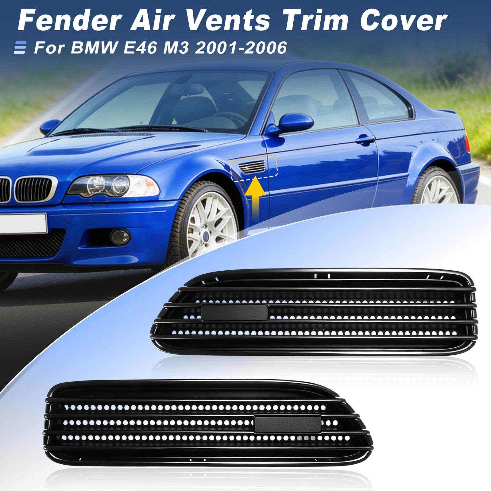Side Fender Air Vent Trim Cover Matte Black for BMW E46 M3 (2001–2006)