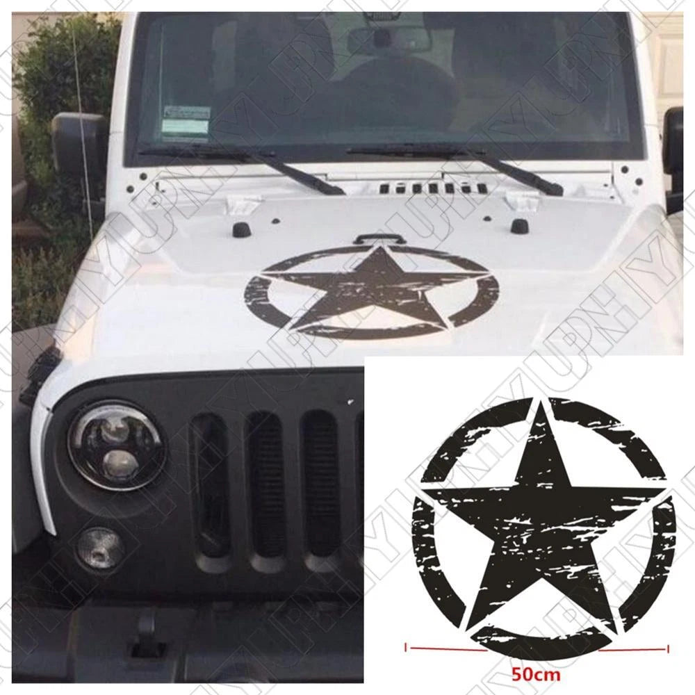 Car Decal Black Army Star Sticker for Jeep Wrangler
