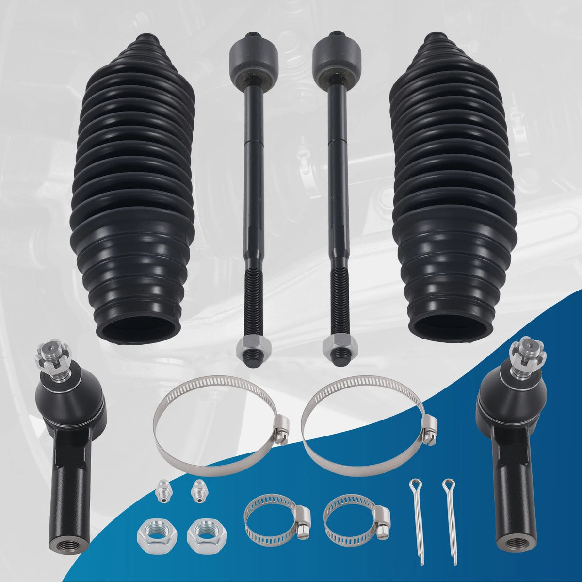 Set of 6 Inner & Outer Tie Rods + Boots for Nissan Sentra 200SX (1995–2006)