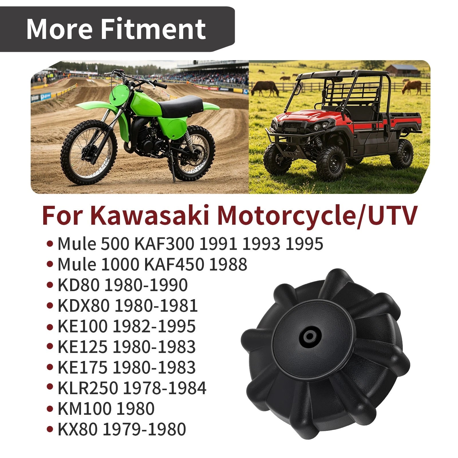 Fuel Tank Cap 51048-1004 for Kawasaki KD80 KDX80 KE100 KE125 KE175 KLR250 KM100 (1980–1999)