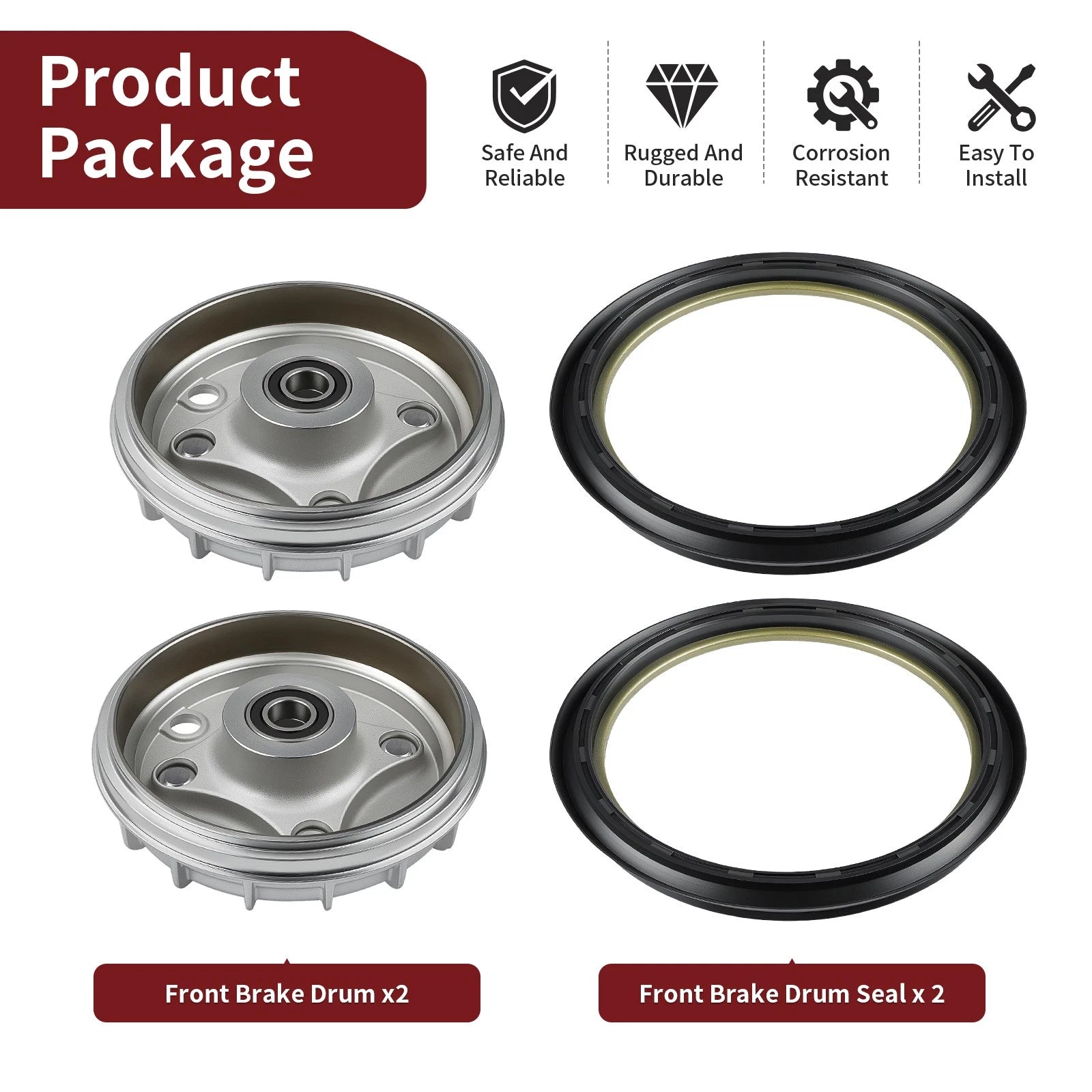Front Brake Drum & Seal for Honda ATV Rancher 350 TRX350TM TRX350TE (2000–2006)